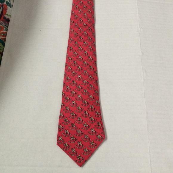 HERMES Silk Tie Horse with Rider Red & Tan Luxury Parisian Excellent Condition - Picture 4 of 9